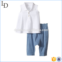 Wholesale european kids clothes 2 pieces sets t shirt with pants clothes